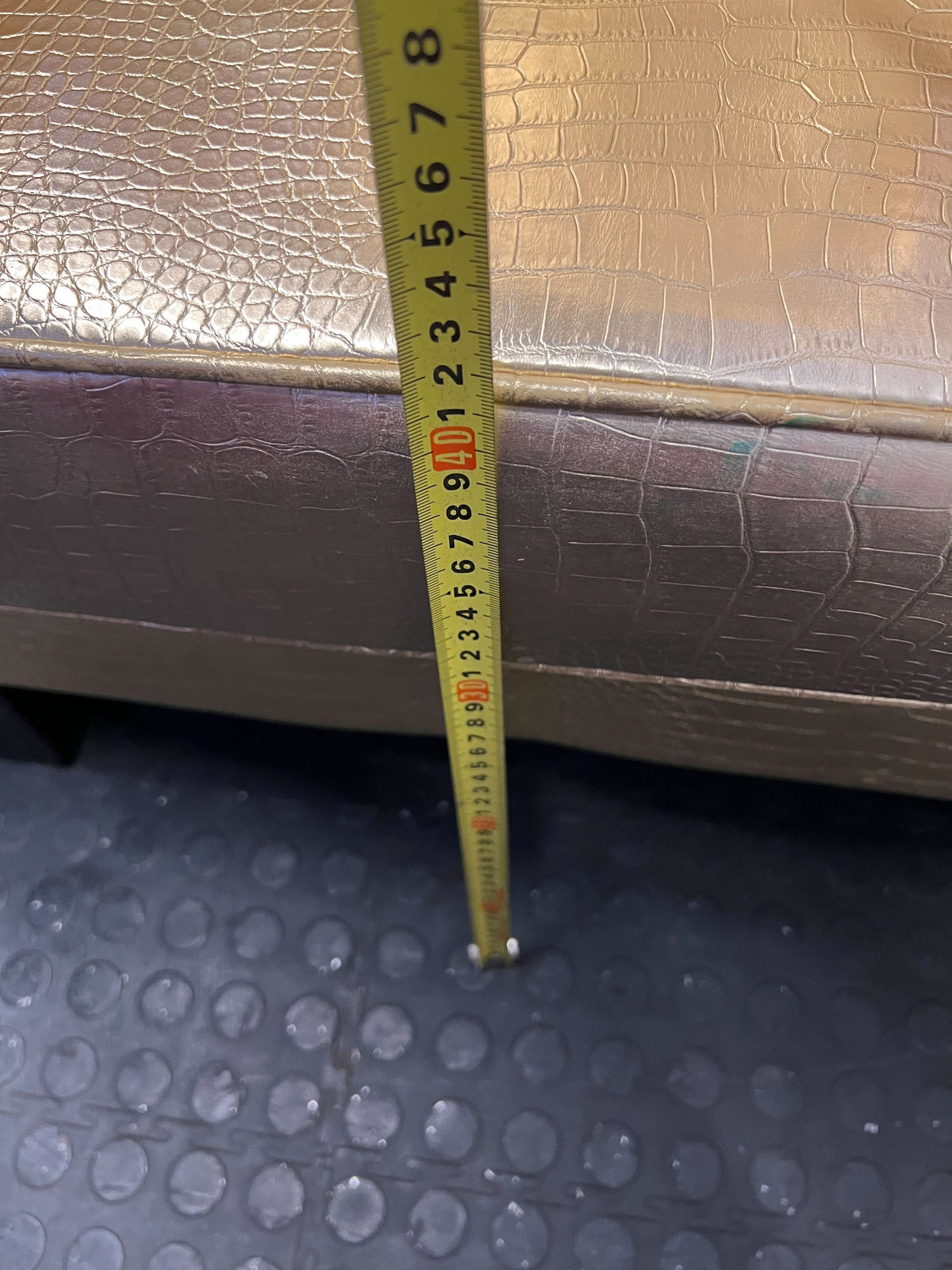 Glamorous Gold Faux Leather High-Back Armchair with Minor Wear