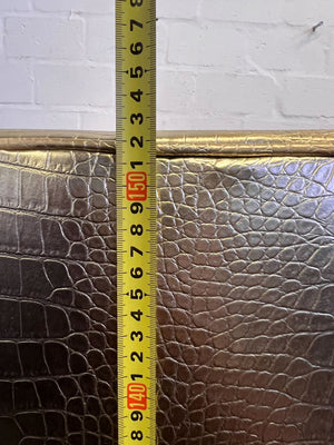 Glamorous Gold Faux Leather High-Back Armchair with Minor Wear