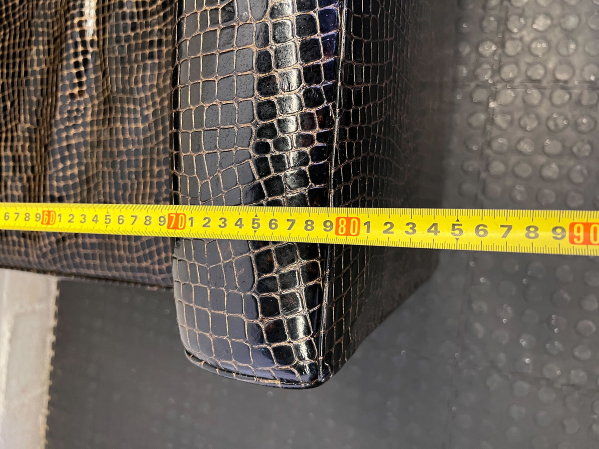 Stylish Black Crocodile Print High-Back Accent Chair