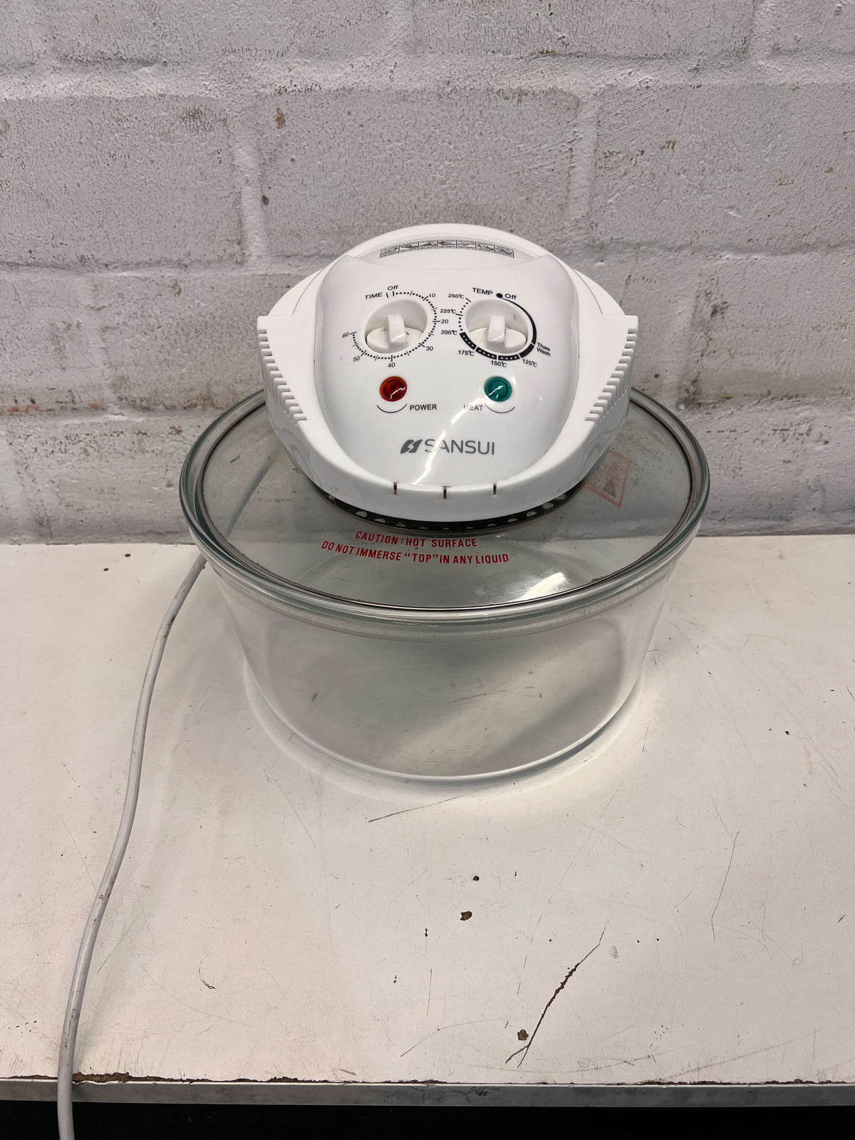 Sansui Halogen Oven – White, Glass, Compact Cooking Appliance