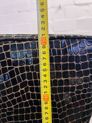 Stylish Black Crocodile Print High-Back Accent Chair