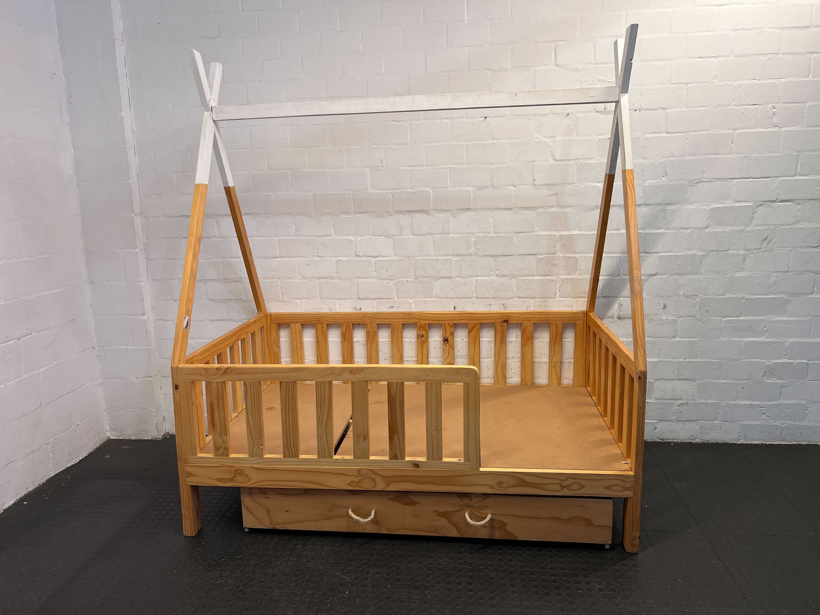 Charming Wooden Teepee Toddler Bed with Storage Drawer - REDUCED
