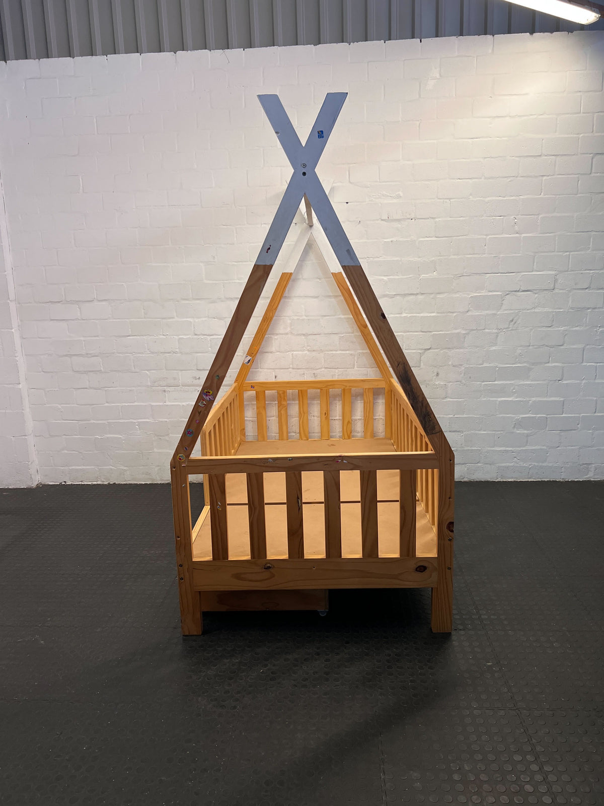Charming Wooden Teepee Toddler Bed with Storage Drawer - REDUCED