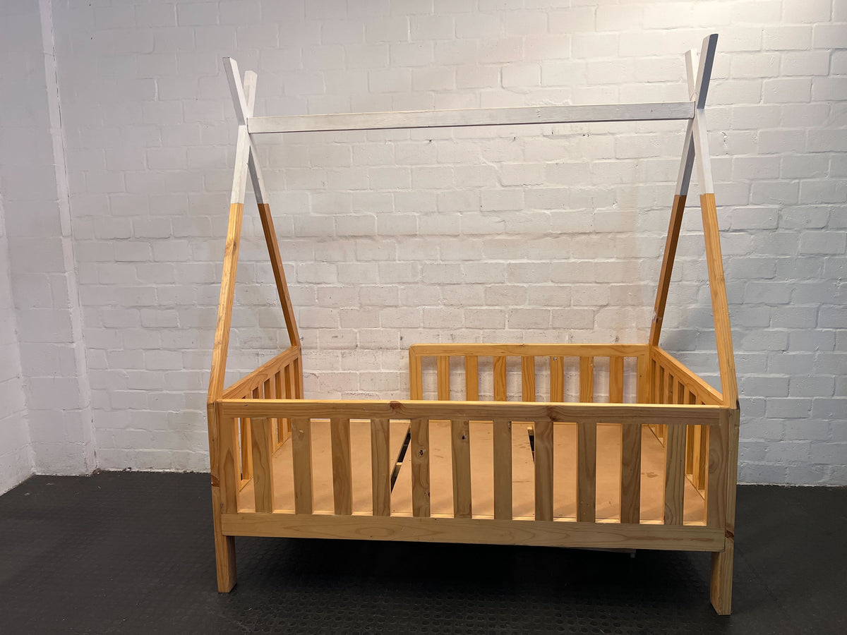 Charming Wooden Teepee Toddler Bed with Storage Drawer - REDUCED