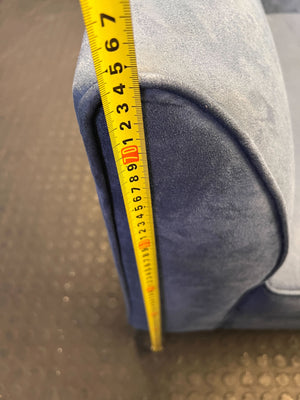 Stylish Blue Velvet 2-Seater Couch with Minor Wear