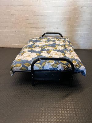 Charming Magnolia Print Futon Sofa with Black Frame