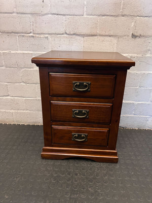 Timeless Dark Wood 3-Drawer Bedside Table - 2ndhandwarehouse.com