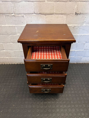 Timeless Dark Wood 3-Drawer Bedside Table - 2ndhandwarehouse.com