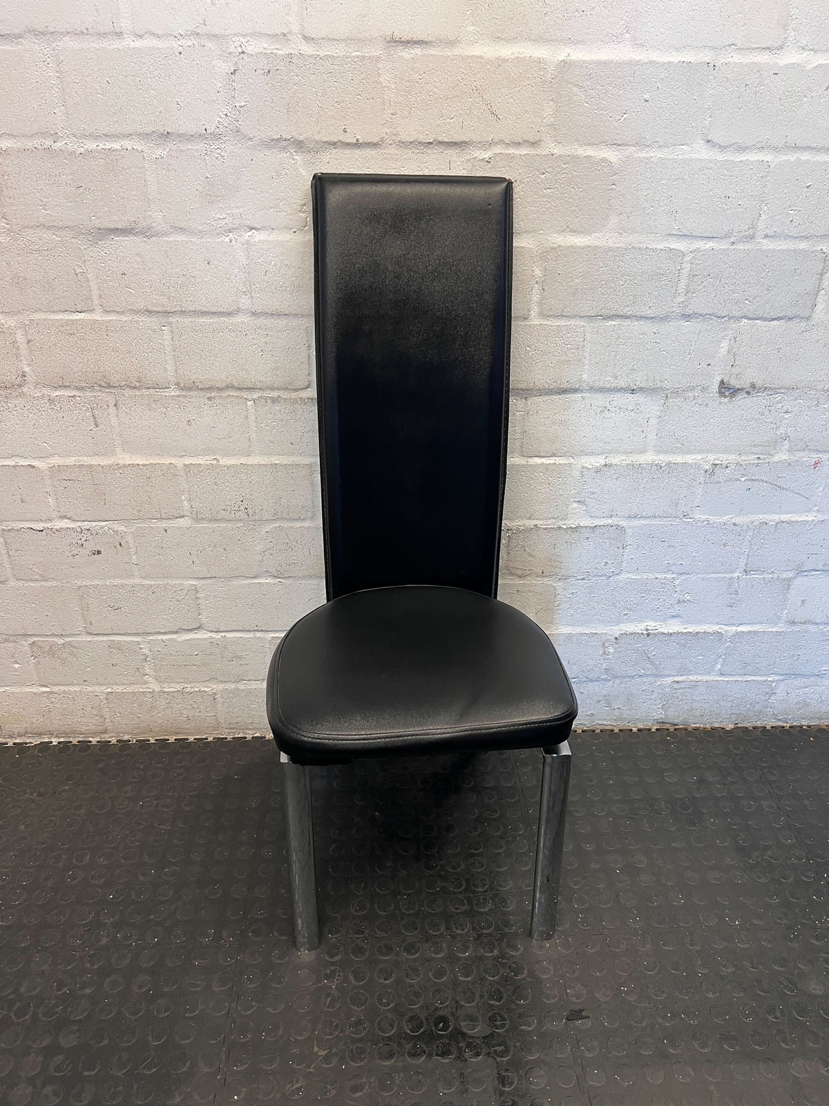 Sleek Black Faux Leather Dining Chair - 2ndhandwarehouse.com