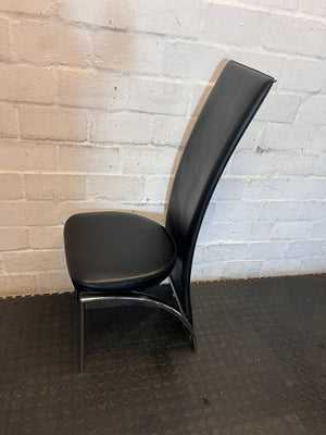 Sleek Black Faux Leather Dining Chair - 2ndhandwarehouse.com