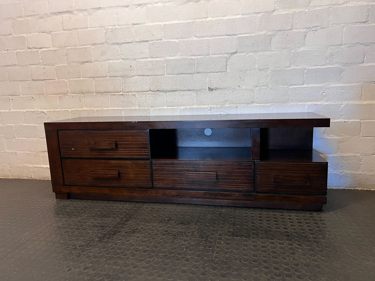 Sleek Dark Wood TV Unit with Integrated Storage - 2ndhandwarehouse.com