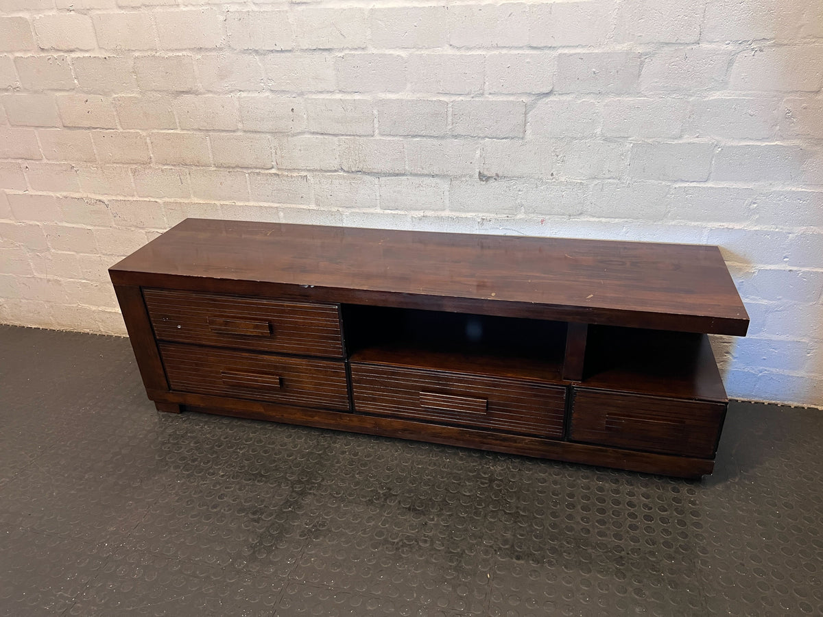 Sleek Dark Wood TV Unit with Integrated Storage - 2ndhandwarehouse.com