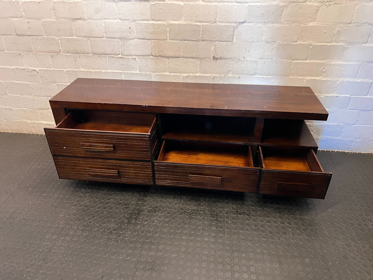 Sleek Dark Wood TV Unit with Integrated Storage - 2ndhandwarehouse.com