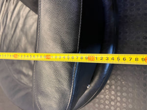 Sleek Black Leather Curved Modular Sofa | Modern Lounge Couch