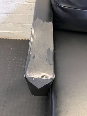 Stylish Black Faux Leather L-Shape Corner Couch - Visible damages