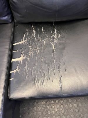 Stylish Black Faux Leather L-Shape Corner Couch - Visible damages