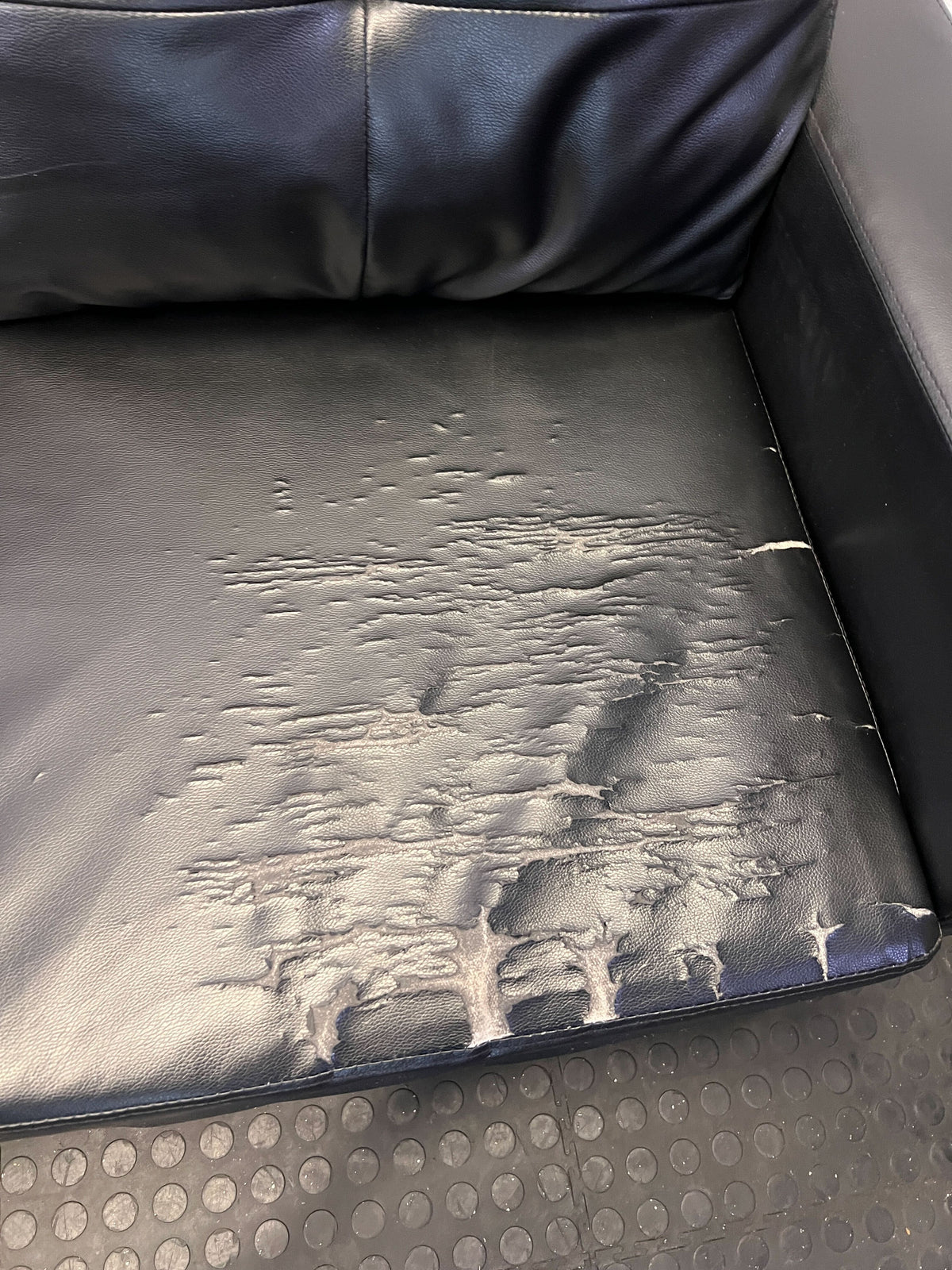 Stylish Black Faux Leather L-Shape Corner Couch - Visible damages