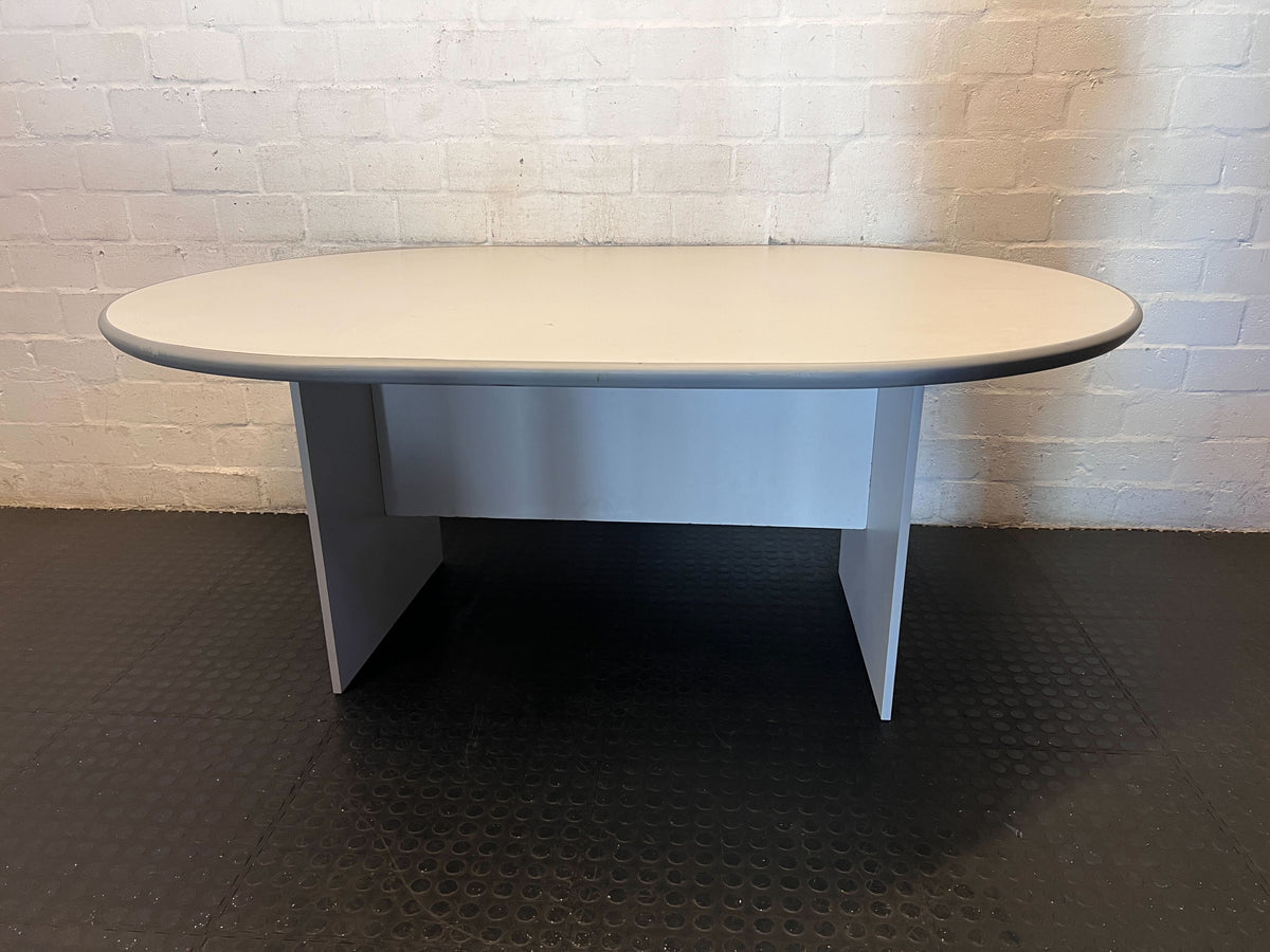 Modern Oval Meeting & Training Table - Grey Finish - 2ndhandwarehouse.com