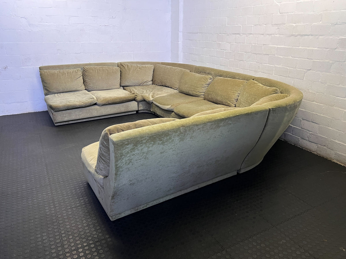 Retro U-Shaped Plush Sectional Sofa - Sage Green - Fair used