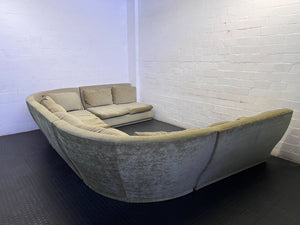 Retro U-Shaped Plush Sectional Sofa - Sage Green - Fair used