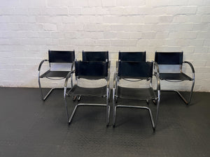 Vintage Black Leather & Chrome Cantilever Chair - Fair used