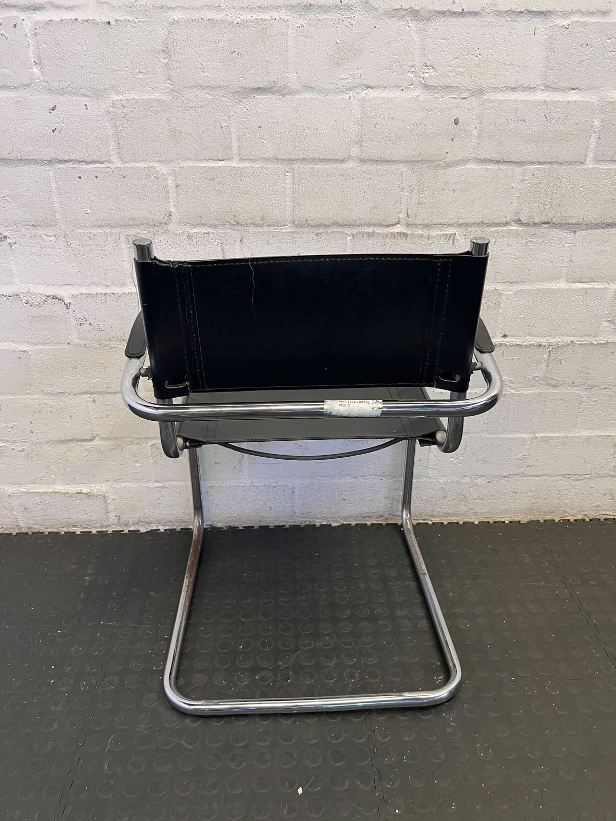 Vintage Black Leather & Chrome Cantilever Chair - Fair used