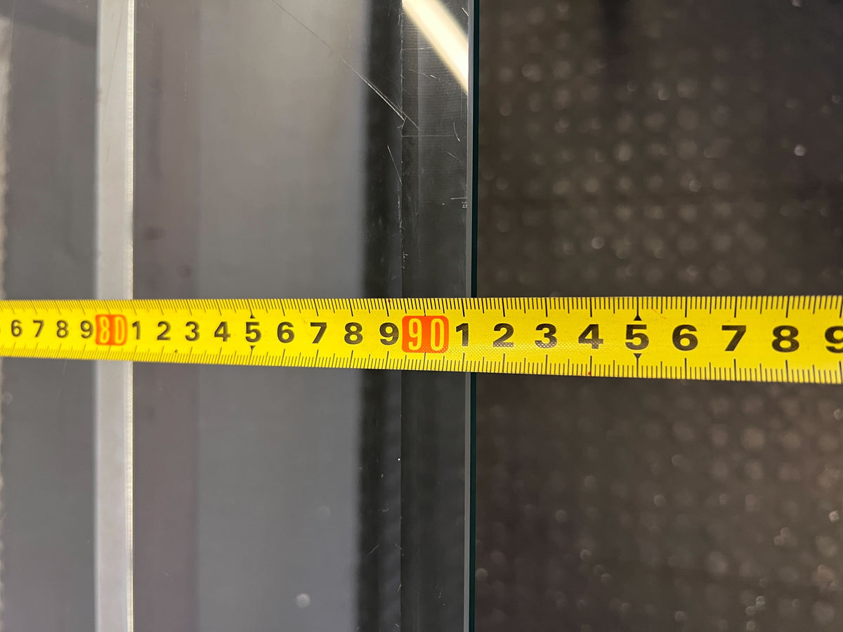 Sleek Glass & Metal Dining Table with Tapered Legs- Fair used