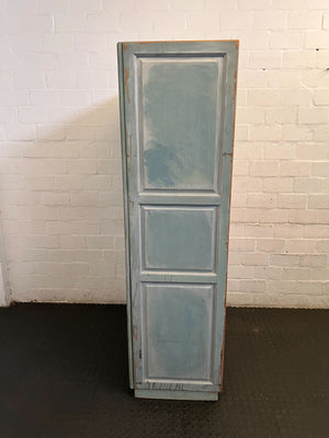 Charming Distressed Blue 2-Door Cabinet with Stenciled Panels - Fair used
