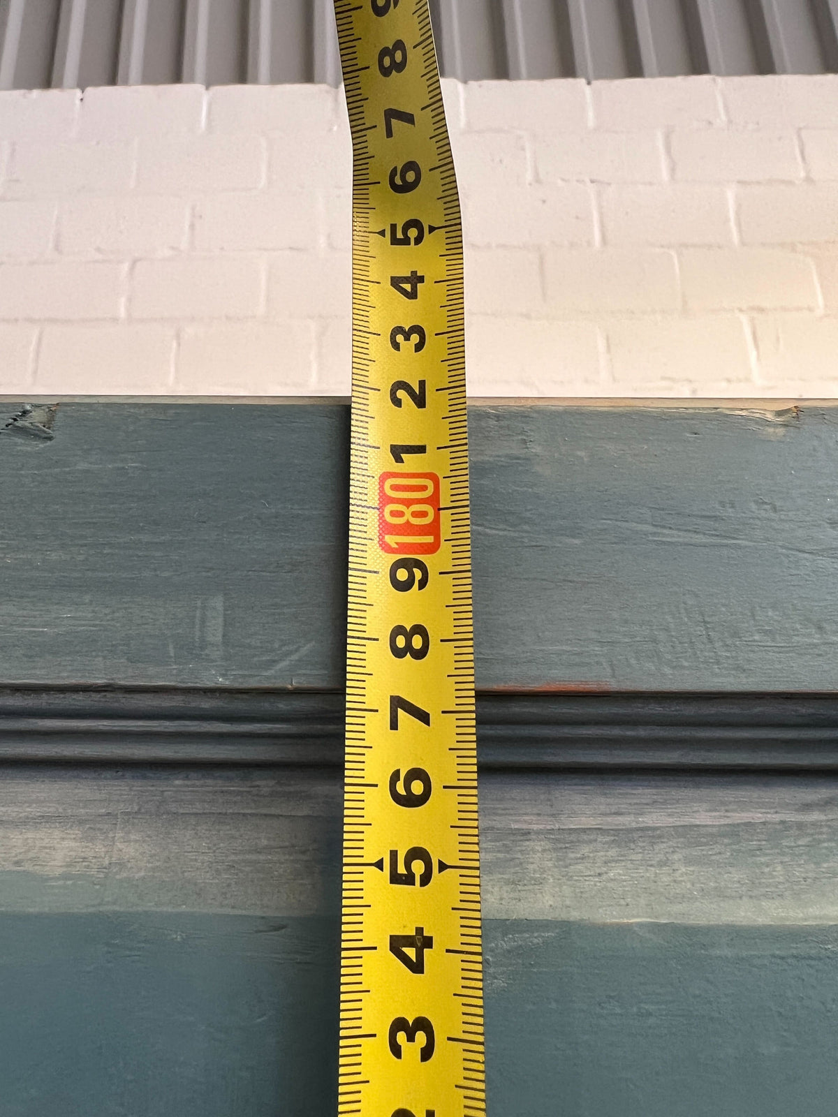 Charming Distressed Blue 2-Door Cabinet with Stenciled Panels - Fair used