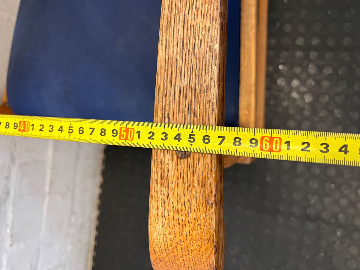 Classic Wooden Armchair with Navy Blue Upholstery - Fair used