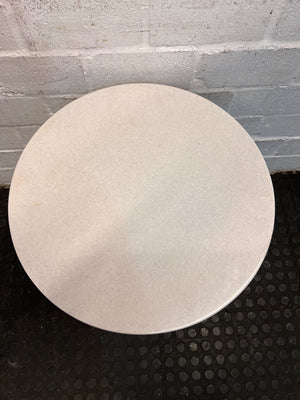 Round Marble-Effect Side Table with Black Metal Base