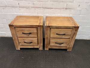 Rustic Wooden Nightstand with 2 Drawers, Farmhouse Style