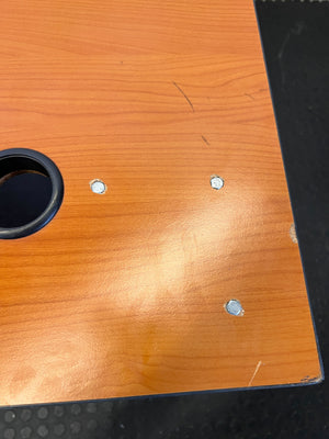 Ergonomic L-Shaped Office Desk - Wood Look & Black Legs - Fair used