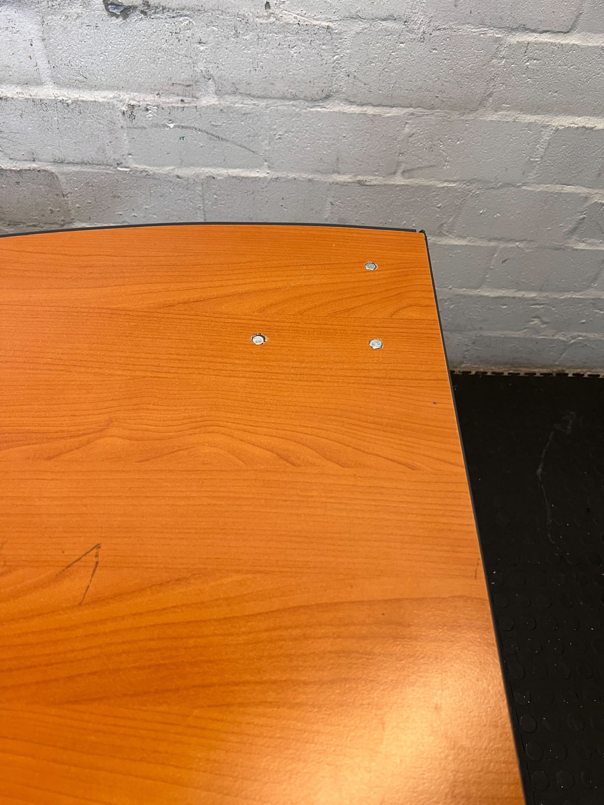 Ergonomic L-Shaped Office Desk - Wood Look & Black Legs - Fair used