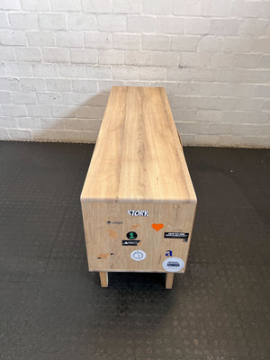 Modern Wood & White TV Unit with Storage - Fair used