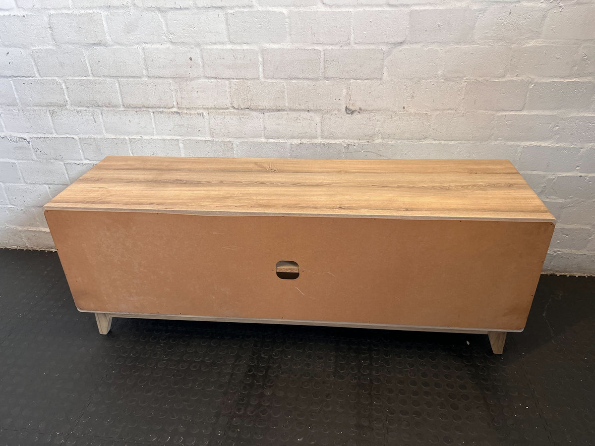 Modern Wood & White TV Unit with Storage - Fair used