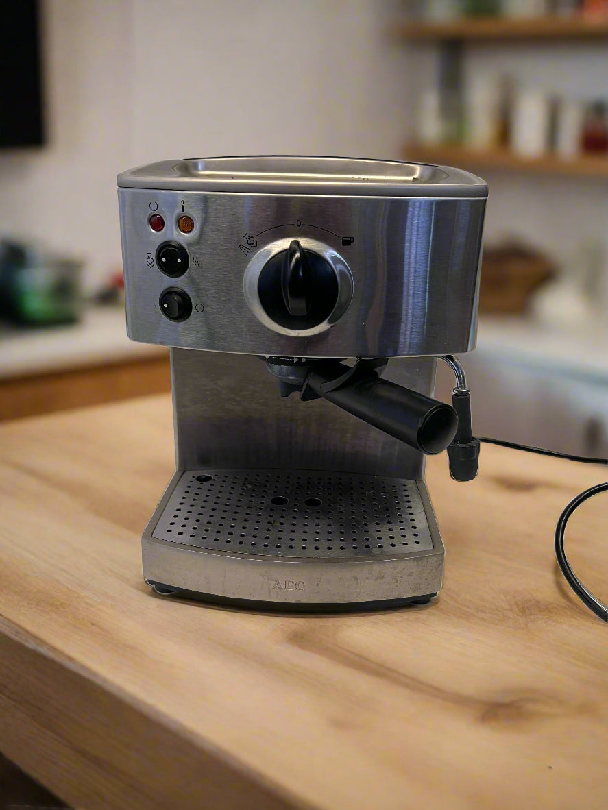 Stainless Steel AEG Espresso Machine - Minor Wear, Great for Coffee Lovers!