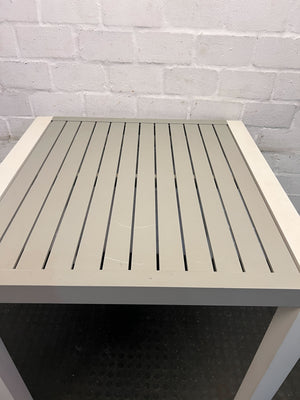 Modern Outdoor Isola Dining Table - Grey Aluminum with Slatted Top