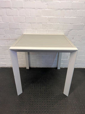 Modern Outdoor Isola Dining Table - Grey Aluminum with Slatted Top