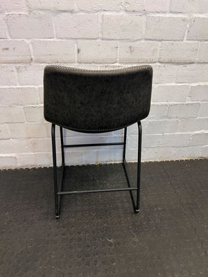 Industrial-Style Grey Faux Leather Cielo Bar Stool with Metal Frame