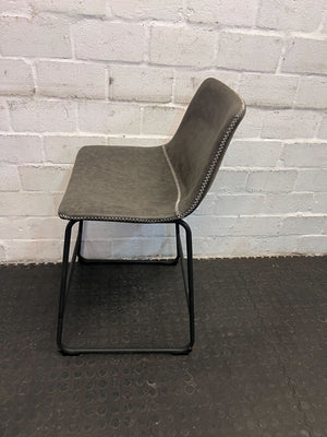 Industrial-Style Grey Faux Leather Cielo Bar Stool with Metal Frame