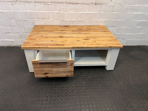 Rustic Cielo Coffee Table – Natural Wood & White Finish