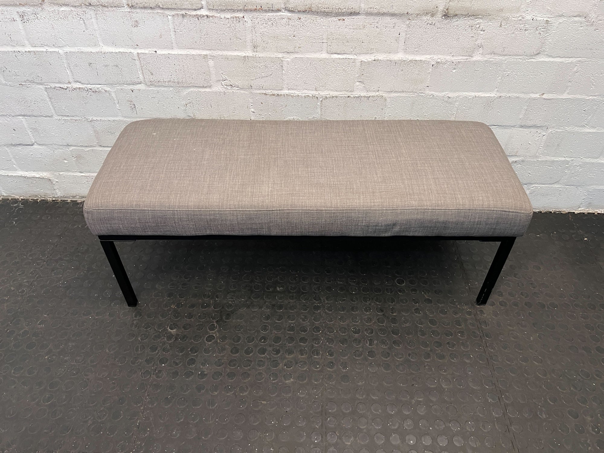 Modern Bench Seat - Grey Fabric with Black Metal Frame