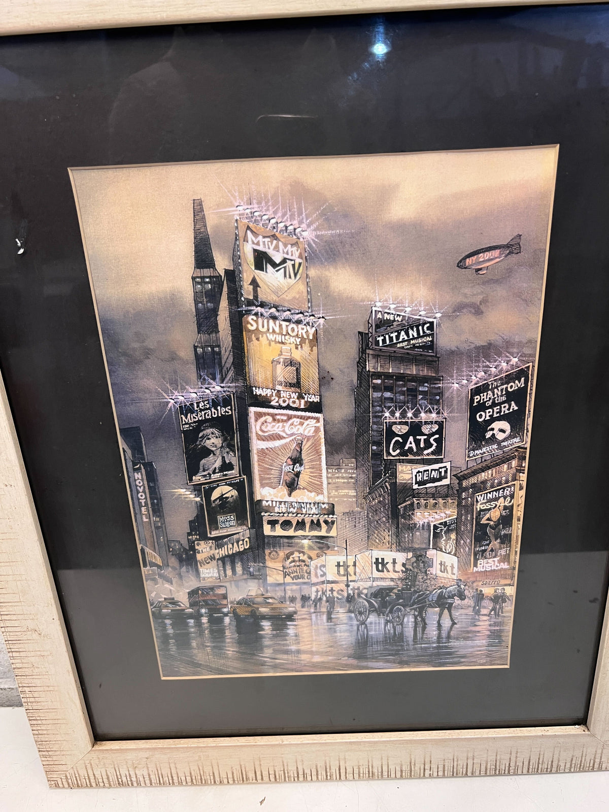 Framed Vintage Theatre Poster Print in Distressed Cream Frame - 2ndhandwarehouse.com
