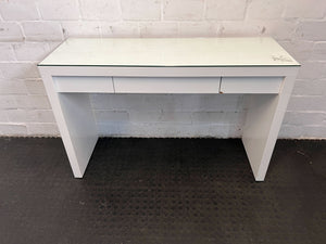 Contemporary White Console Table with Glass Top