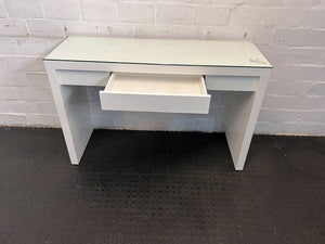 Contemporary White Console Table with Glass Top