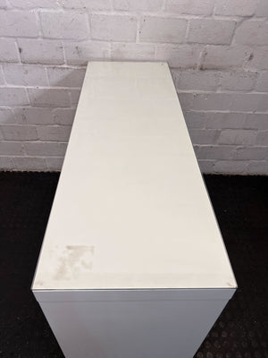 Contemporary White Console Table with Glass Top