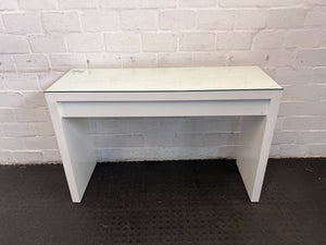 Contemporary White Console Table with Glass Top