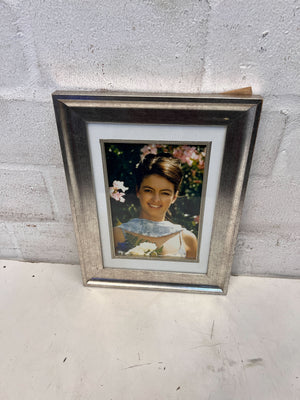 Elegant Silver Framed Photo in Matte White Border – Vintage Charm - 2ndhandwarehouse.com