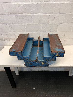 Vintage Metal Tool Box with Rusty Blue Finish - 2ndhandwarehouse.com